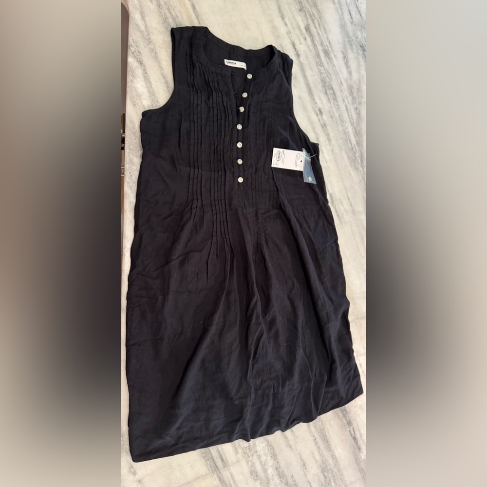 Sonoma Black Button-Front Midi Dress